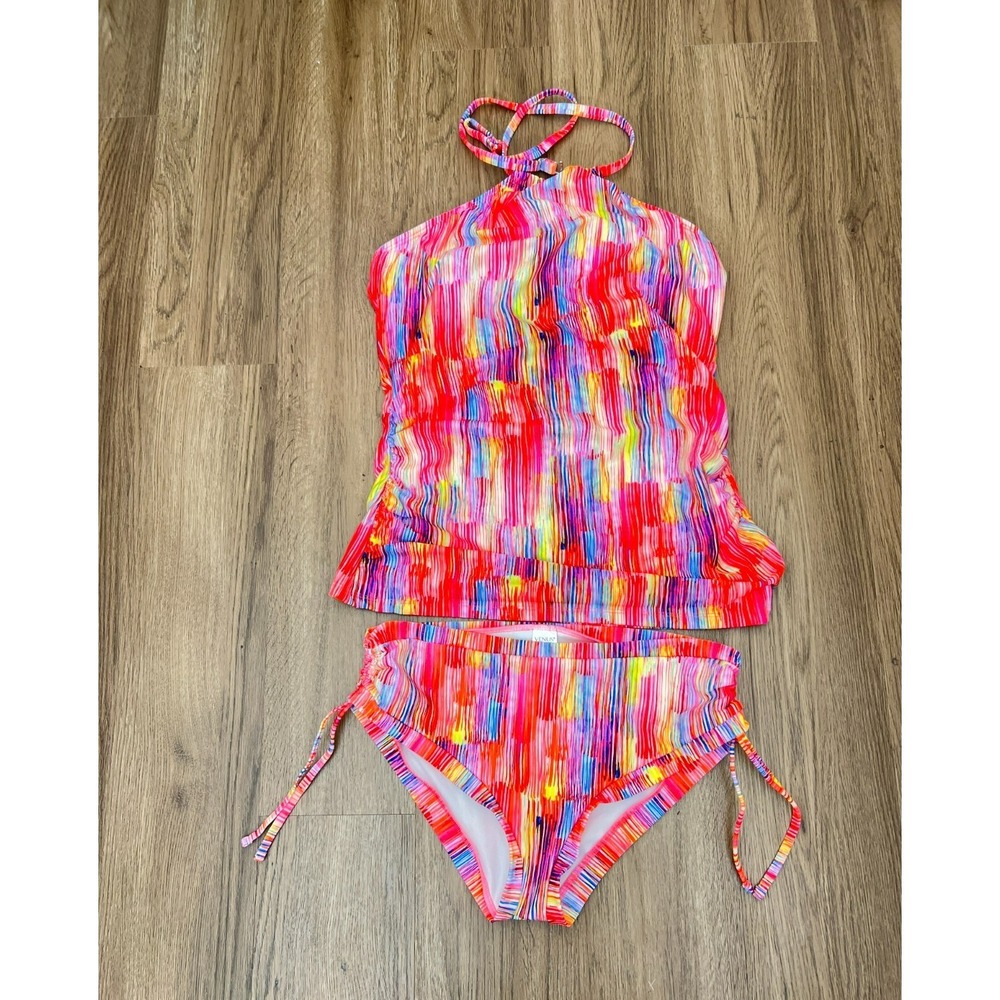 Venus Tankini Swimsuit Ruched Side Bottom Top Multicolor Bright‎ NO RETURNS